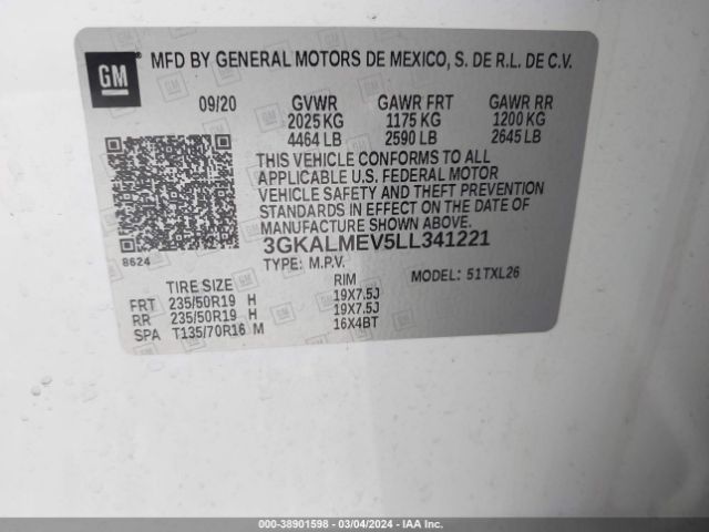 3GKALMEV5LL341221 GMC Terrain Fwd Sle