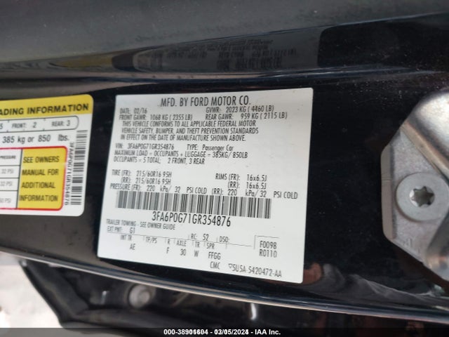 Ford FUSION S 2016 3FA6P0G71GR354876 Image 9