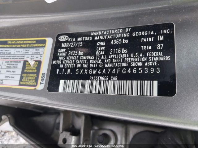 5XXGM4A74FG465393 KIA Optima Lx