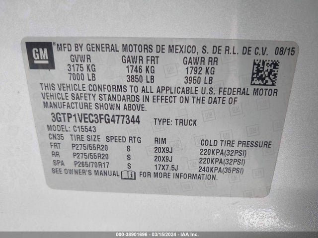 GMC Sierra 1500 Slt 2015 3GTP1VEC3FG477344 Image 9