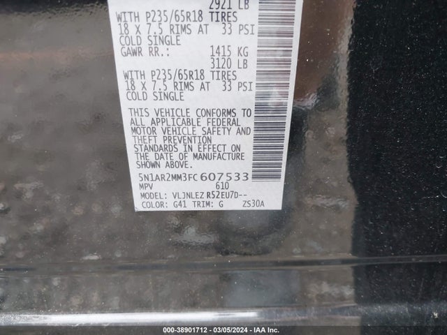 Nissan Pathfinder Sv 2015 5N1AR2MM3FC607533 Image 9