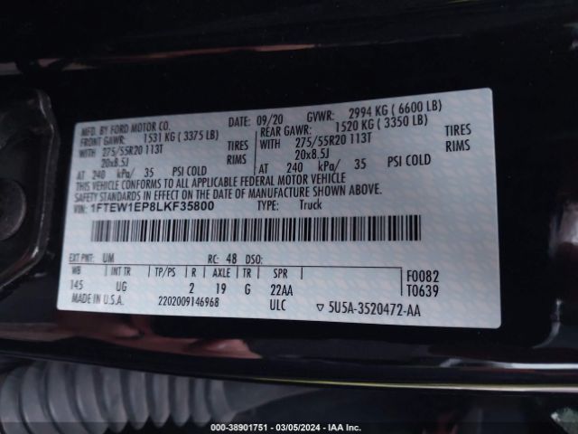 1FTEW1EP8LKF35800 Ford F-150 Xlt