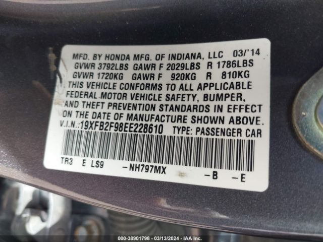19XFB2F98EE228610 Honda Civic Ex-l