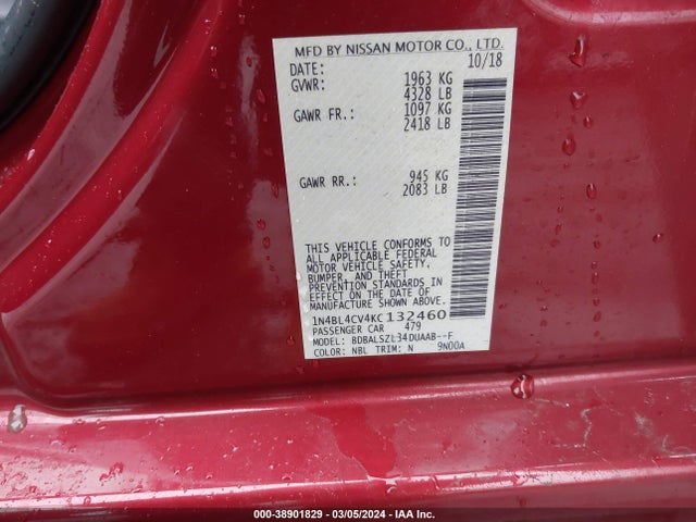 Nissan Altima 2.5 Sr 2019 1N4BL4CV4KC132460 Image 9