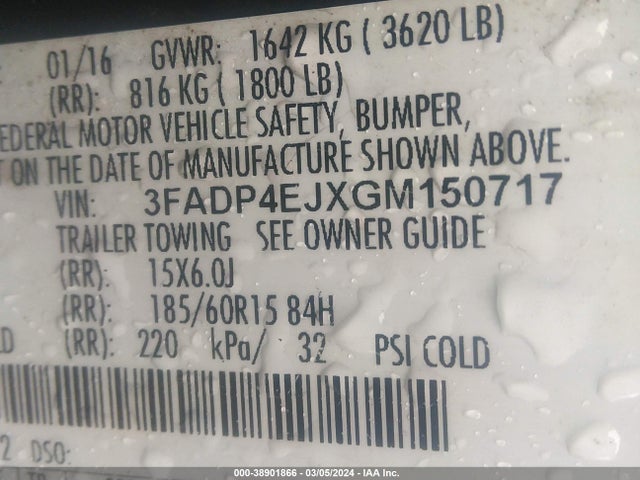 Ford FIESTA SE 2016 3FADP4EJXGM150717 Image 9
