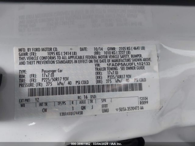 1FADP5AU0FL102133 Ford C-max Hybrid Se