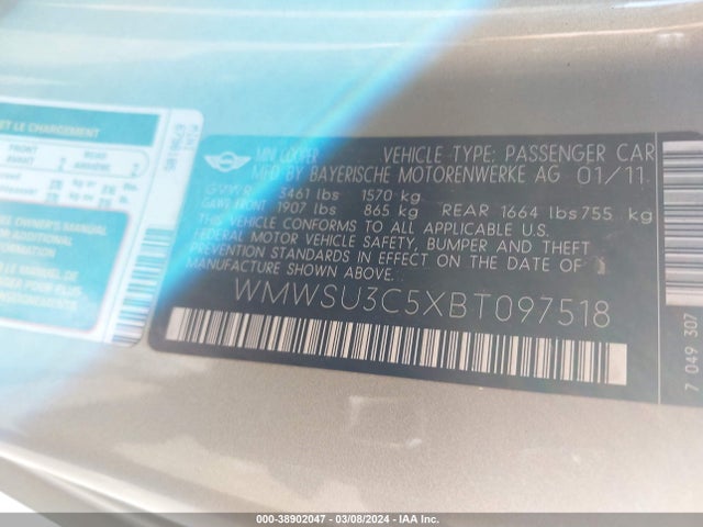 2011 MINI COOPER WMWSU3C5XBT097518 Photo 8