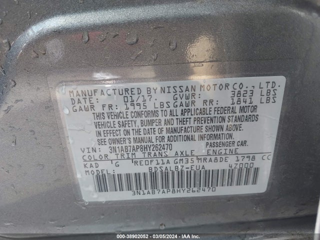 Nissan SENTRA S 2017 3N1AB7AP8HY262470 Image 9