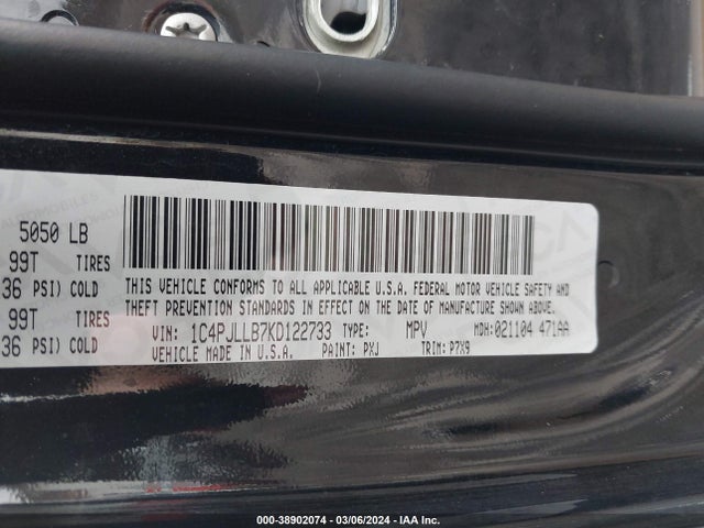 1C4PJLLB7KD122733 Jeep Cherokee Latitude Plus Fwd