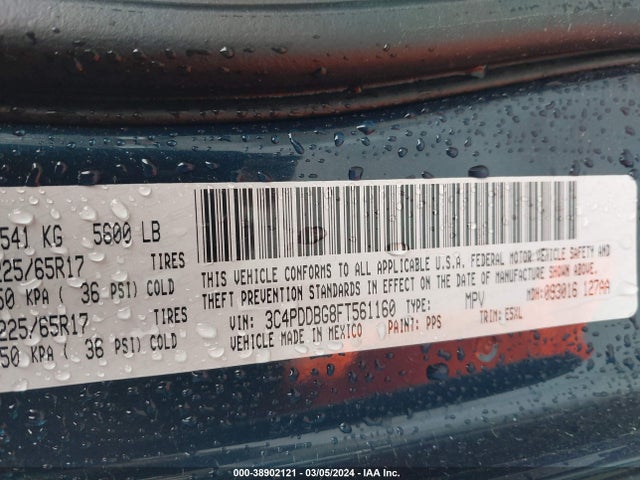 2015 DODGE JOURNEY SXT VIN: 3C4PDDBG8FT561160