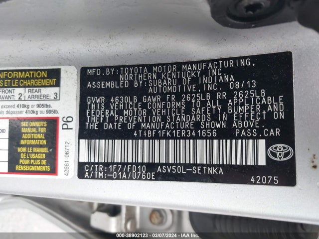 Toyota CAMRY LE 2014 4T4BF1FK1ER341656 Image 9