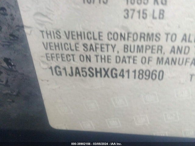 Chevrolet Sonic Ls Auto 2016 1G1JA5SHXG4118960 Image 9