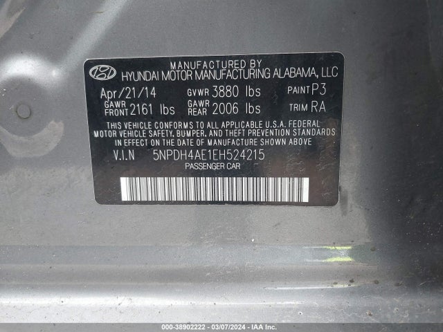 Hyundai ELANTRA SE 2014 5NPDH4AE1EH524215 Image 9