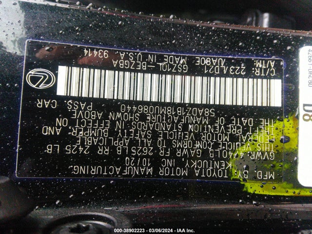 Lexus ES 350 2021 58ADZ1B18MU086440 Image 9