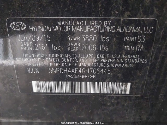 Hyundai ELANTRA SE 2016 5NPDH4AE4GH706445 Image 9