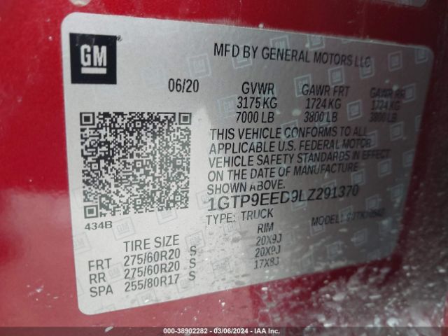 1GTP9EED9LZ291370 GMC Sierra 1500 4wd  Short Box At4