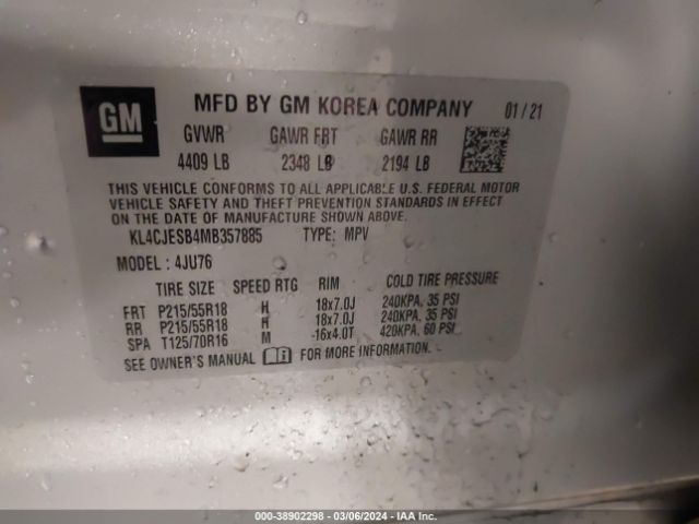 KL4CJESB4MB357885 Buick Encore Awd Preferred