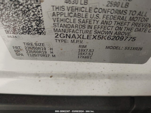 Chevrolet EQUINOX LT 2019 2GNAXLEX5K6209775 Image 9