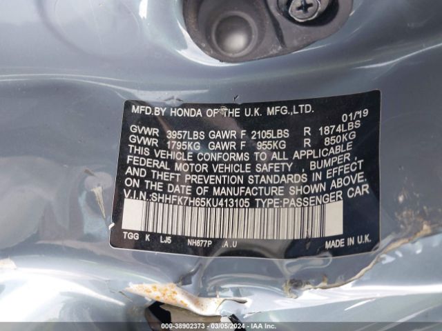 SHHFK7H65KU413105 Honda CIVIC EX