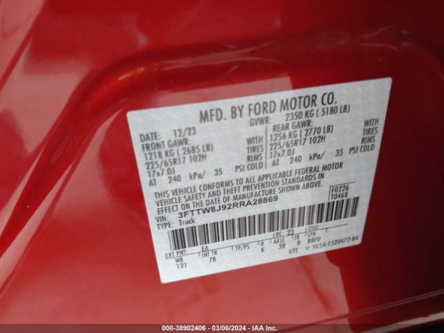 3FTTW8J92RRA28869 Ford Maverick Xlt