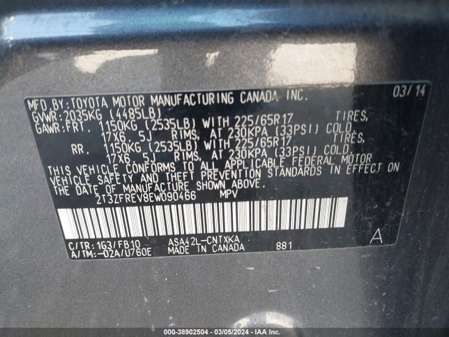 Toyota RAV4 LE 2014 2T3ZFREV8EW090466 Image 9