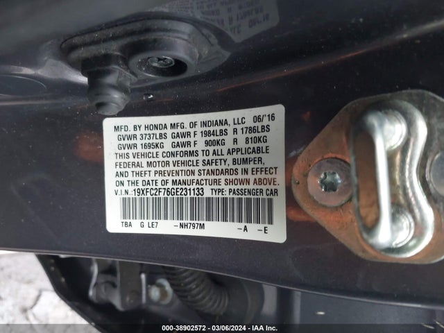 Honda CIVIC EX 2016 19XFC2F76GE231133 Image 9