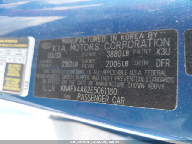 KNAFX4A62E5061180 KIA FORTE LX