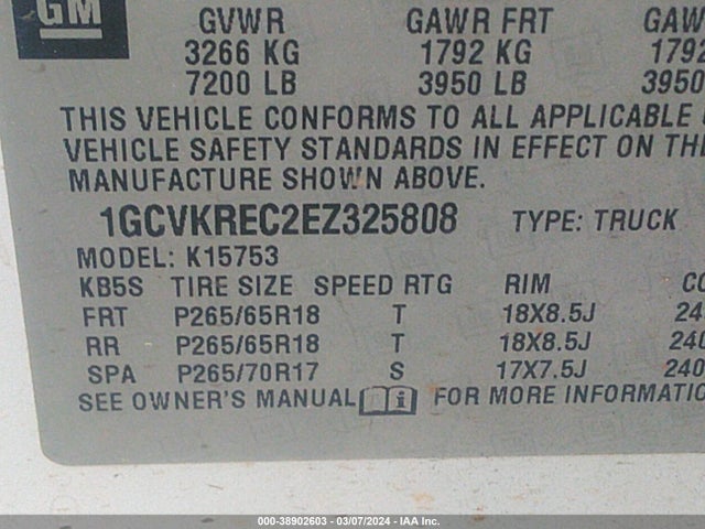 Chevrolet Silverado 1500 2lt 2014 1GCVKREC2EZ325808 Image 9