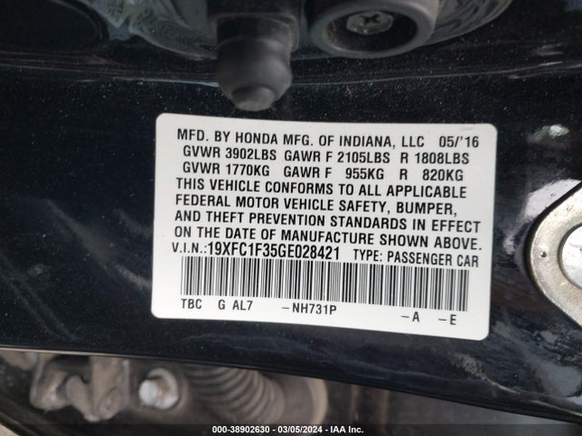 Honda Civic Ex-t 2016 19XFC1F35GE028421 Image 9