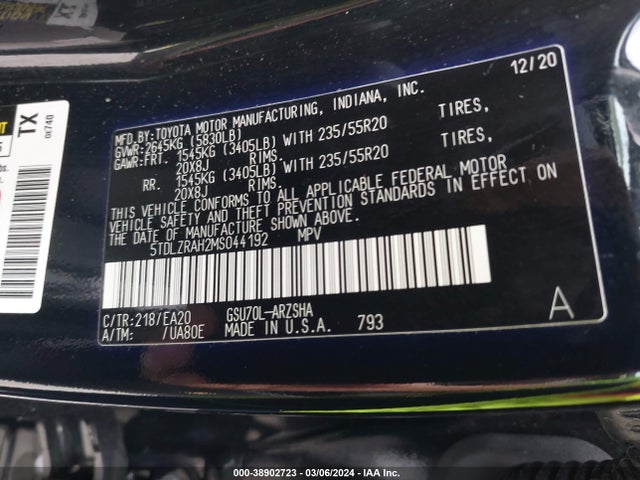 Toyota Highlander Xse 2021 5TDLZRAH2MS044192 Image 9
