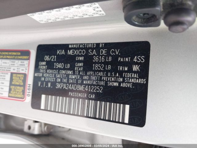 3KPA24AD8ME412252 KIA RIO LX
