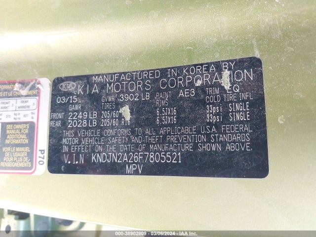 KIA Soul 2015 KNDJN2A26F7805521 Image 9