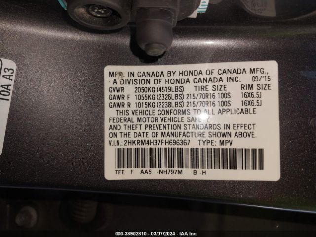 2HKRM4H37FH696367 Honda CR-V LX