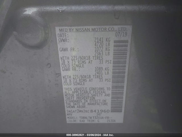 Nissan ROGUE SV 2019 5N1AT2MV2KC841960 Image 9
