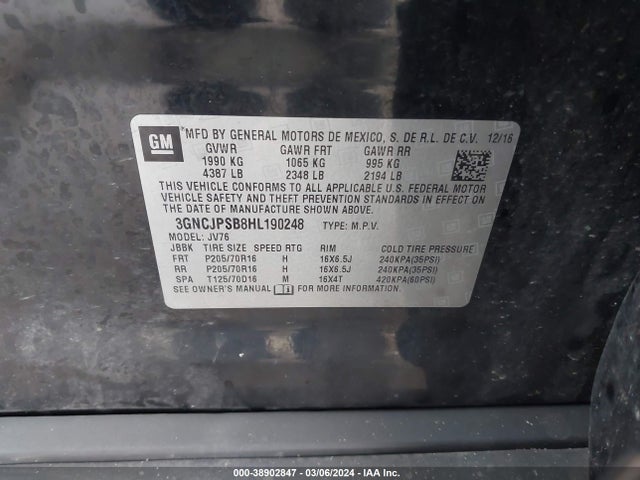 Chevrolet Trax Lt 2017 3GNCJPSB8HL190248 Image 9