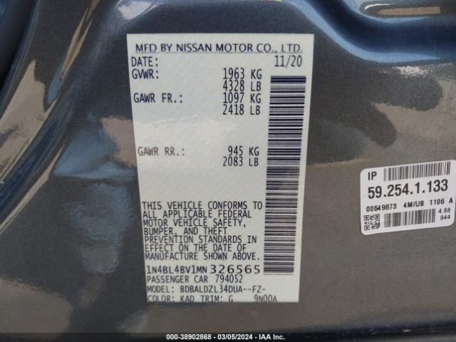1N4BL4BV1MN326565 Nissan Altima S Fwd