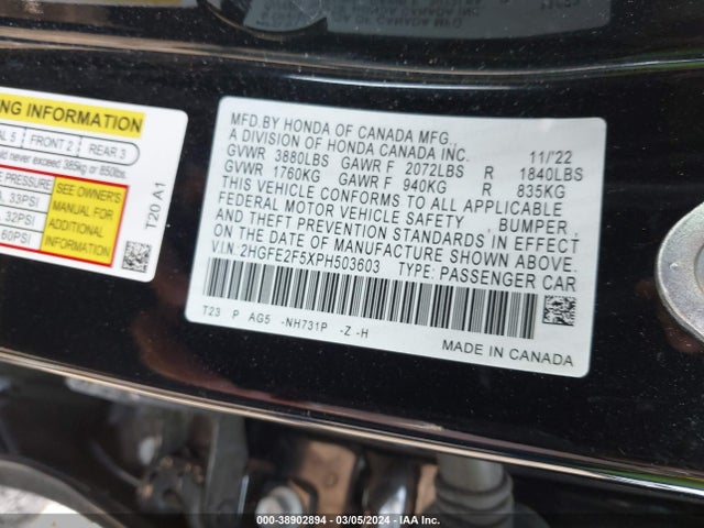 Honda Civic Sport 2023 2HGFE2F5XPH503603 Image 9