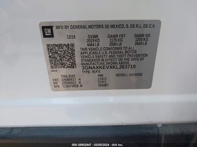 Chevrolet EQUINOX LT 2019 3GNAXKEVXKL263710 Image 9