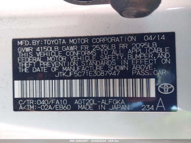 JTKJF5C71E3087947 Scion TC
