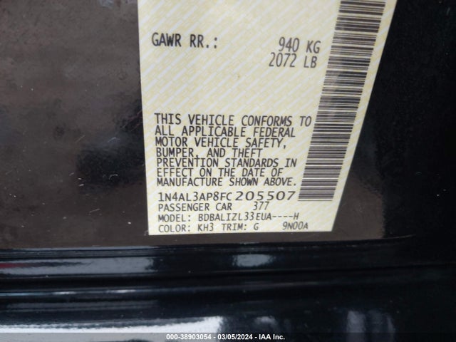Nissan Altima 2.5 Sv 2015 1N4AL3AP8FC205507 Image 9