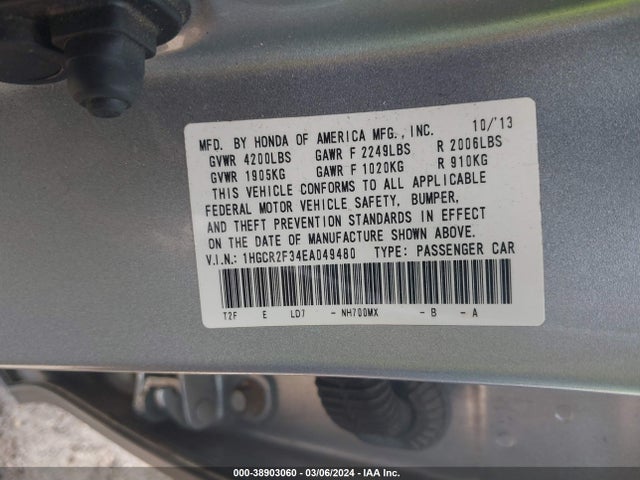 Honda ACCORD LX 2014 1HGCR2F34EA049480 Image 9