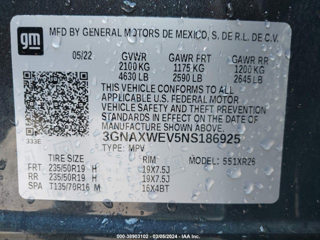 Chevrolet Equinox Awd Rs 2022 3GNAXWEV5NS186925 Image 9