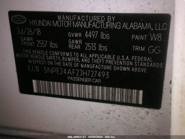 Hyundai SONATA SE 2018 5NPE24AF2JH727493 Image 9