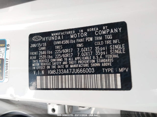 Hyundai TUCSON SEL 2018 KM8J33A47JU666003 Image 9