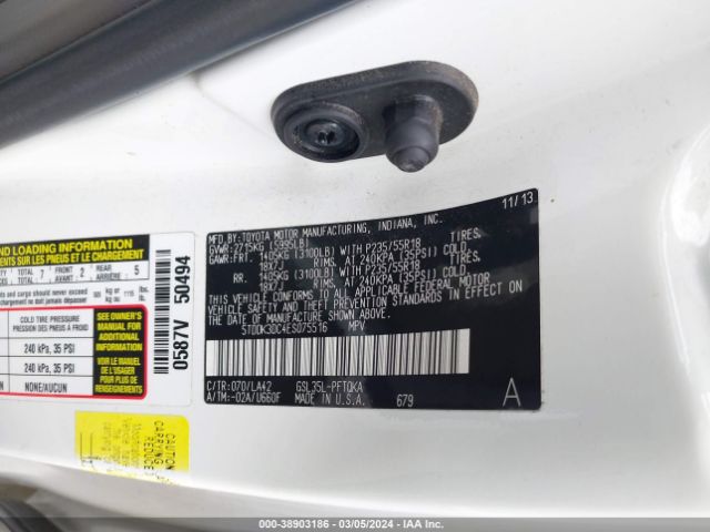 5TDDK3DC4ES075516 Toyota Sienna Limited 7 Passenger