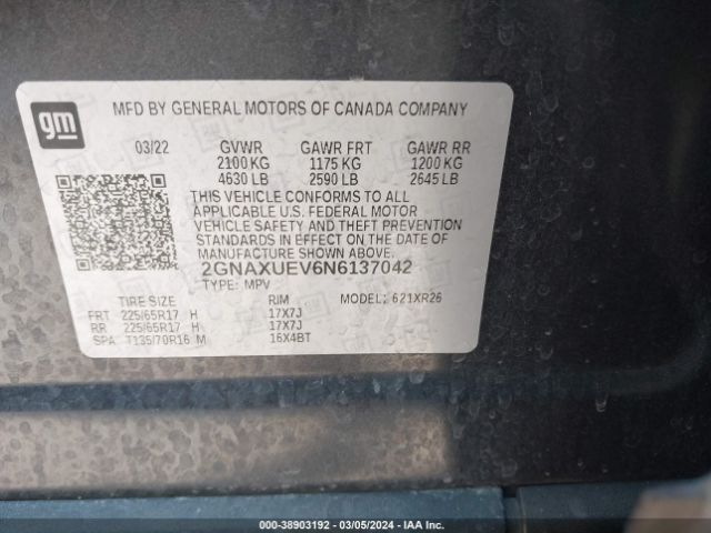 2022 CHEVROLET EQUINOX 2GNAXUEV6N6137042 Photo 8