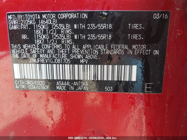 Toyota RAV4 SE 2016 JTMJFREV1GJ081705 Image 9