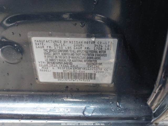 Nissan Versa 1.6 Sv 2015 3N1CN7AP6FL949103 Image 9