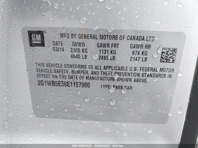 Chevrolet Impala Limited Lt 2014 2G1WB5E38E1157980 Image 9
