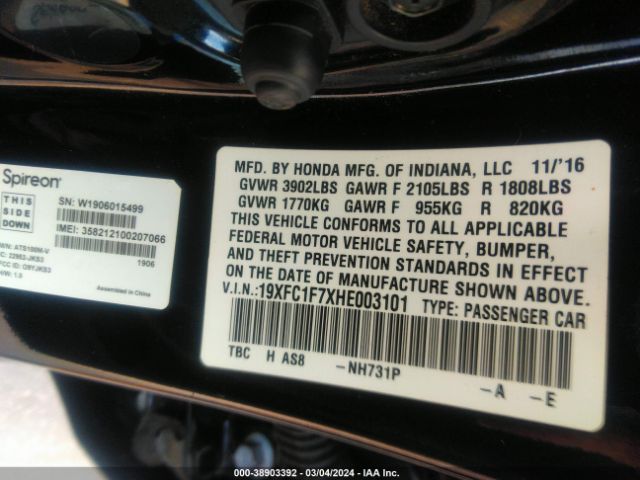19XFC1F7XHE003101 Honda Civic Ex-l